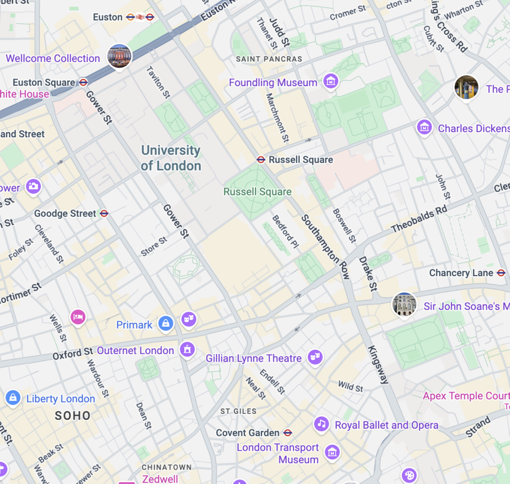 Map showing the studio location